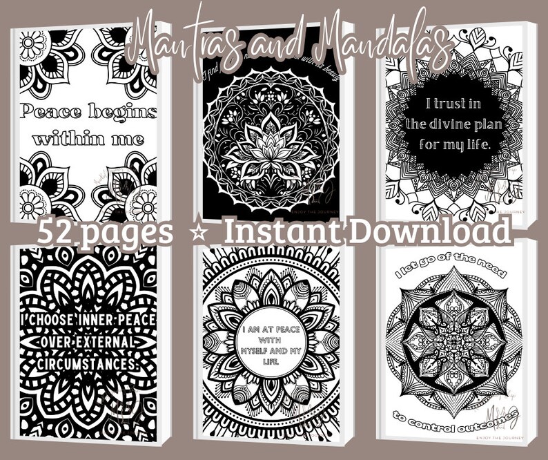 Mantras and Mandalas Coloring Pages-52 Pages of Intricate and ...
