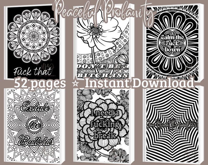 Swear Word Coloring Book Mandala, Cuss Words Coloring Book Pages PDF
