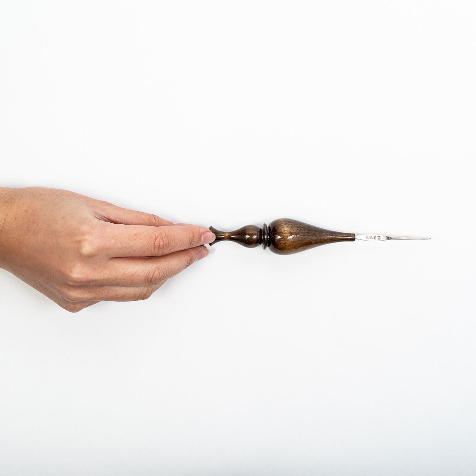 Steel crochet hook with wooden handle for crocheting cedar Etsy