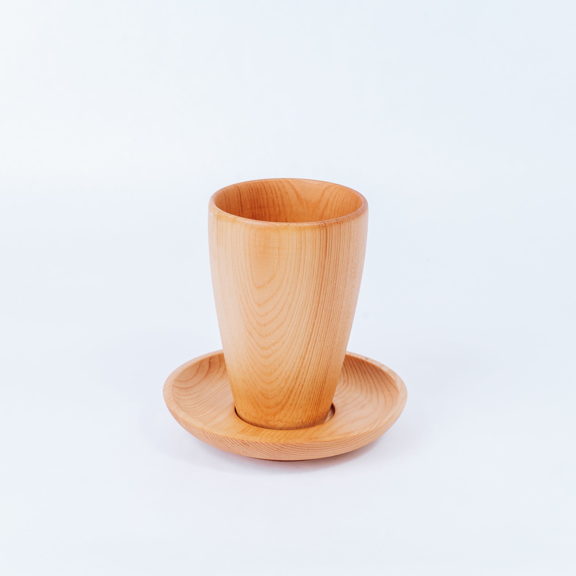 Wooden tea cup and saucer made of natural cedar wood Etsy