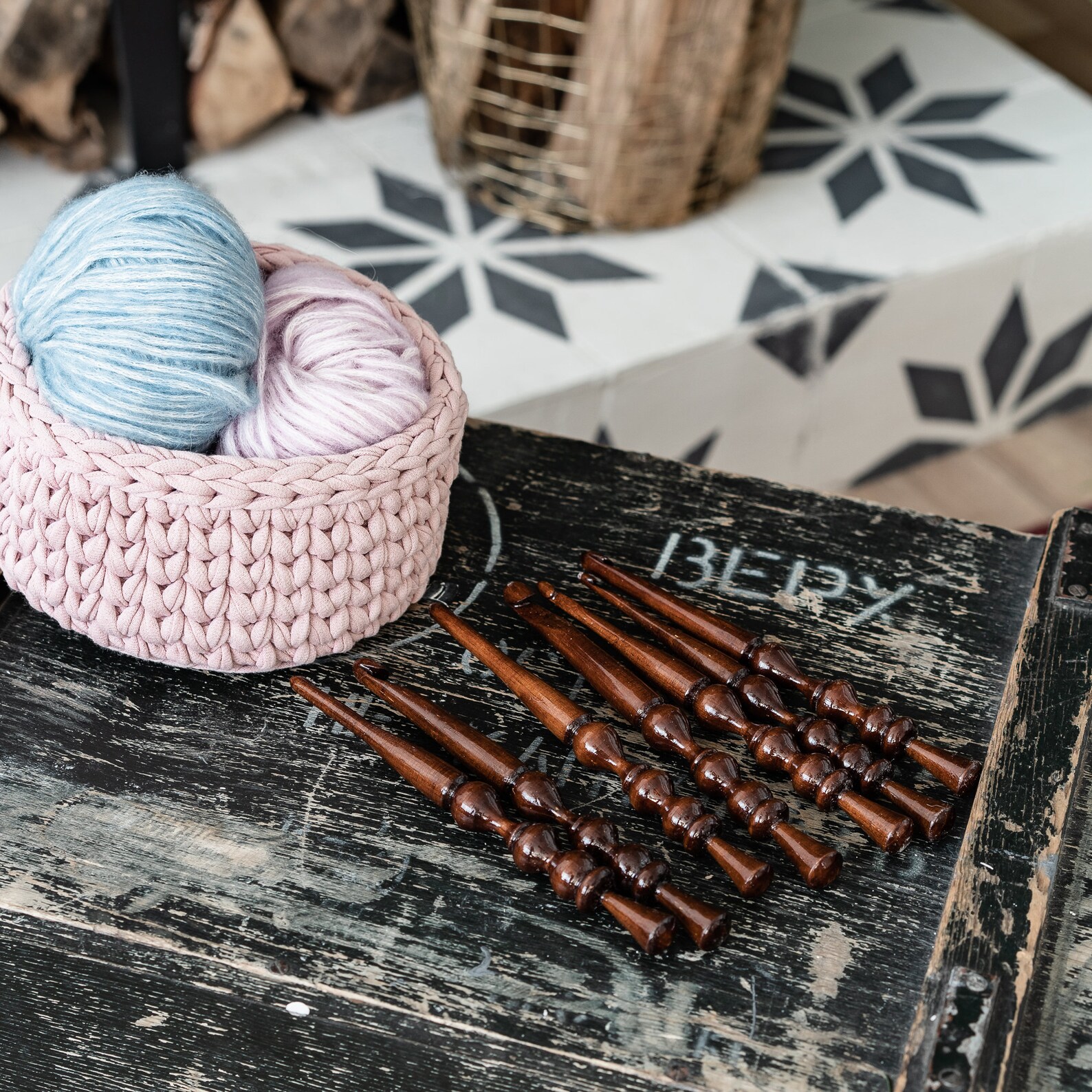 Set of wooden crochet hook for crocheting 7 pieces cedar Etsy