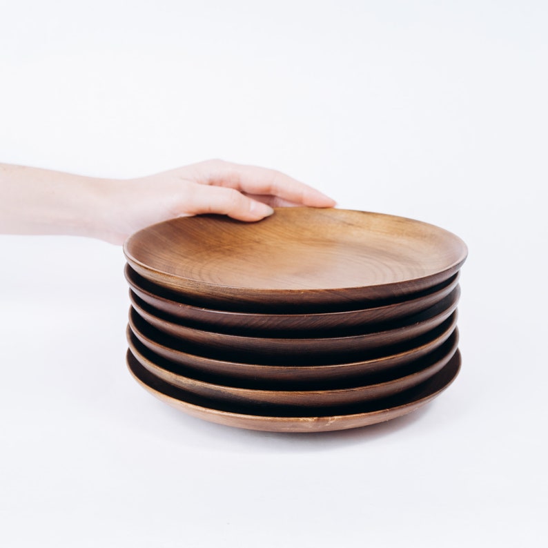 Set of wooden plates made of cedar wood 6 pieses 205 mm Etsy
