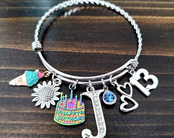 13th Birthday Charm Bracelet, Teen Bracelet, Happy Birthday Bracelet, Official Teenager, Girls 13th Birthday Charm Bracelet, Teenager Gift