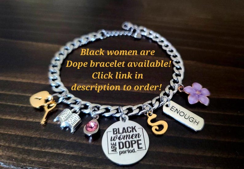Black Girl Magic Bracelet, Black Girl Jewelry, Gifts for Black Women, Personalized Charm Bracelet, Initial Charm Bracelet, Princess Jewelry image 3