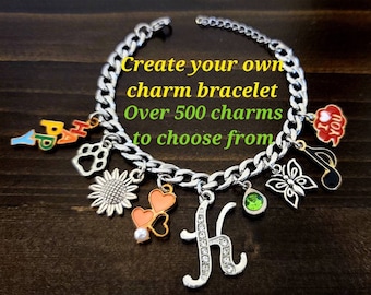 CHARM BRACELET, Personalized Charm Bracelet, Custom Charm Bracelet, Build a Bracelet, Girls Bracelet, Design Your Own, Gift for Her