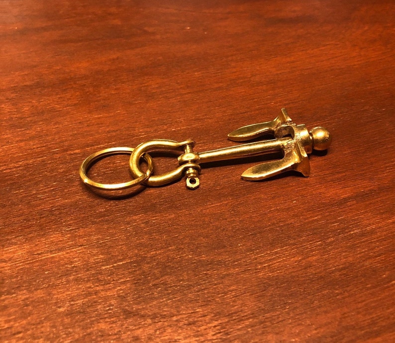Brass Anchor Keychain Etsy