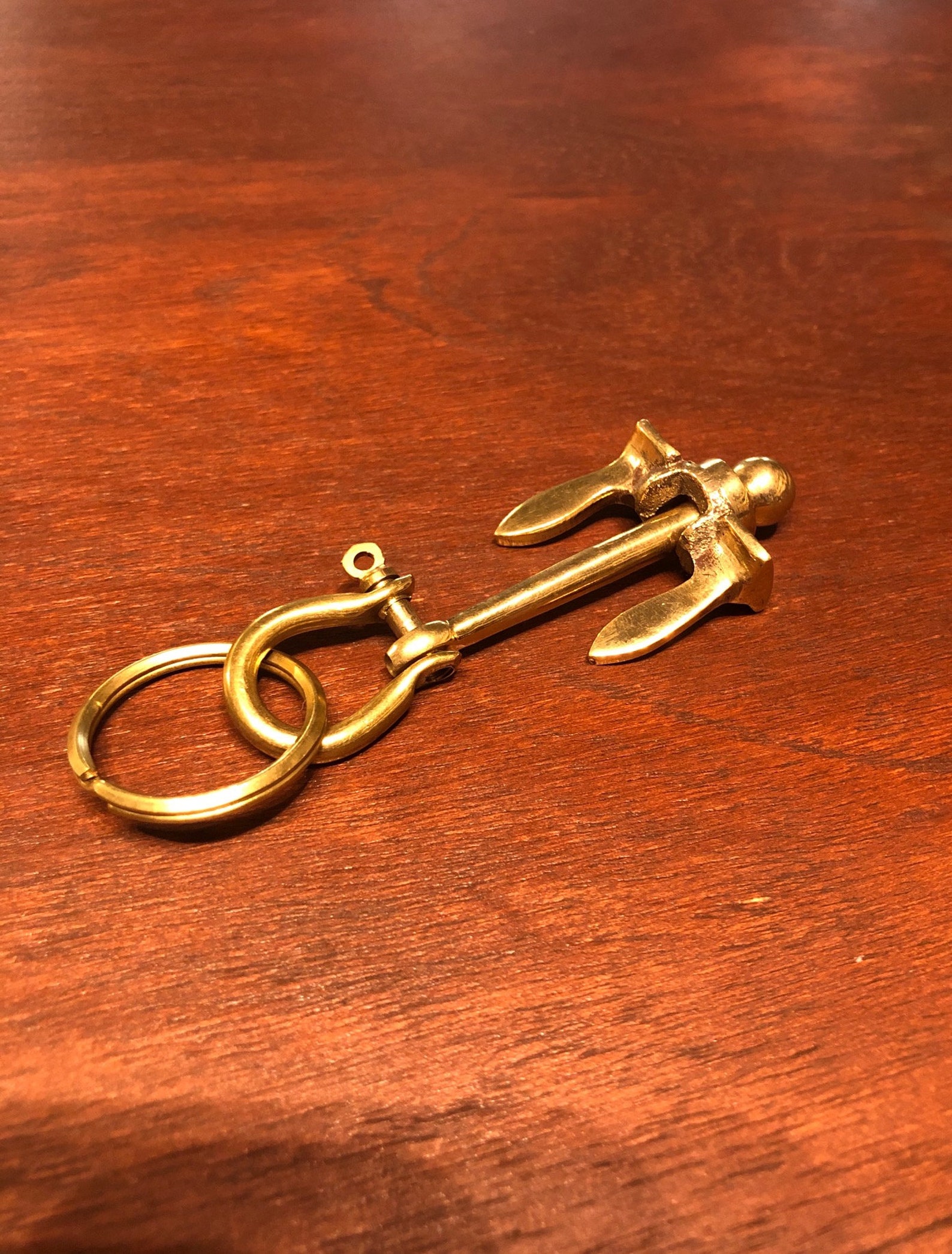 Brass Anchor Keychain Etsy
