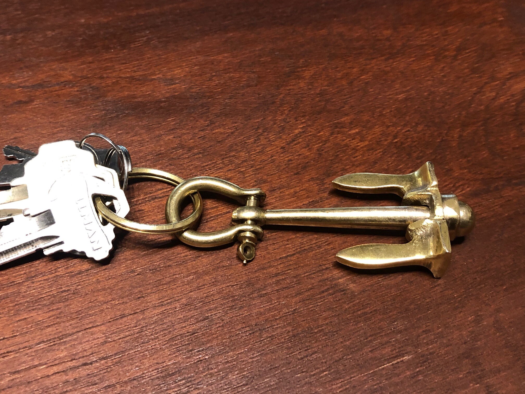 Brass Anchor Keychain Etsy