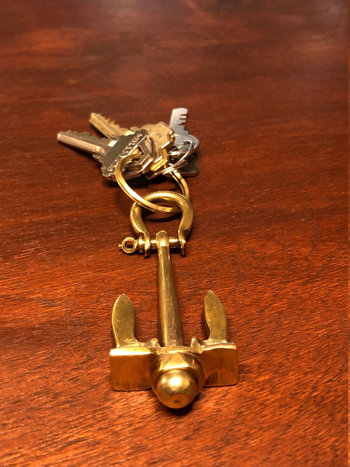 Brass Anchor Keychain Etsy