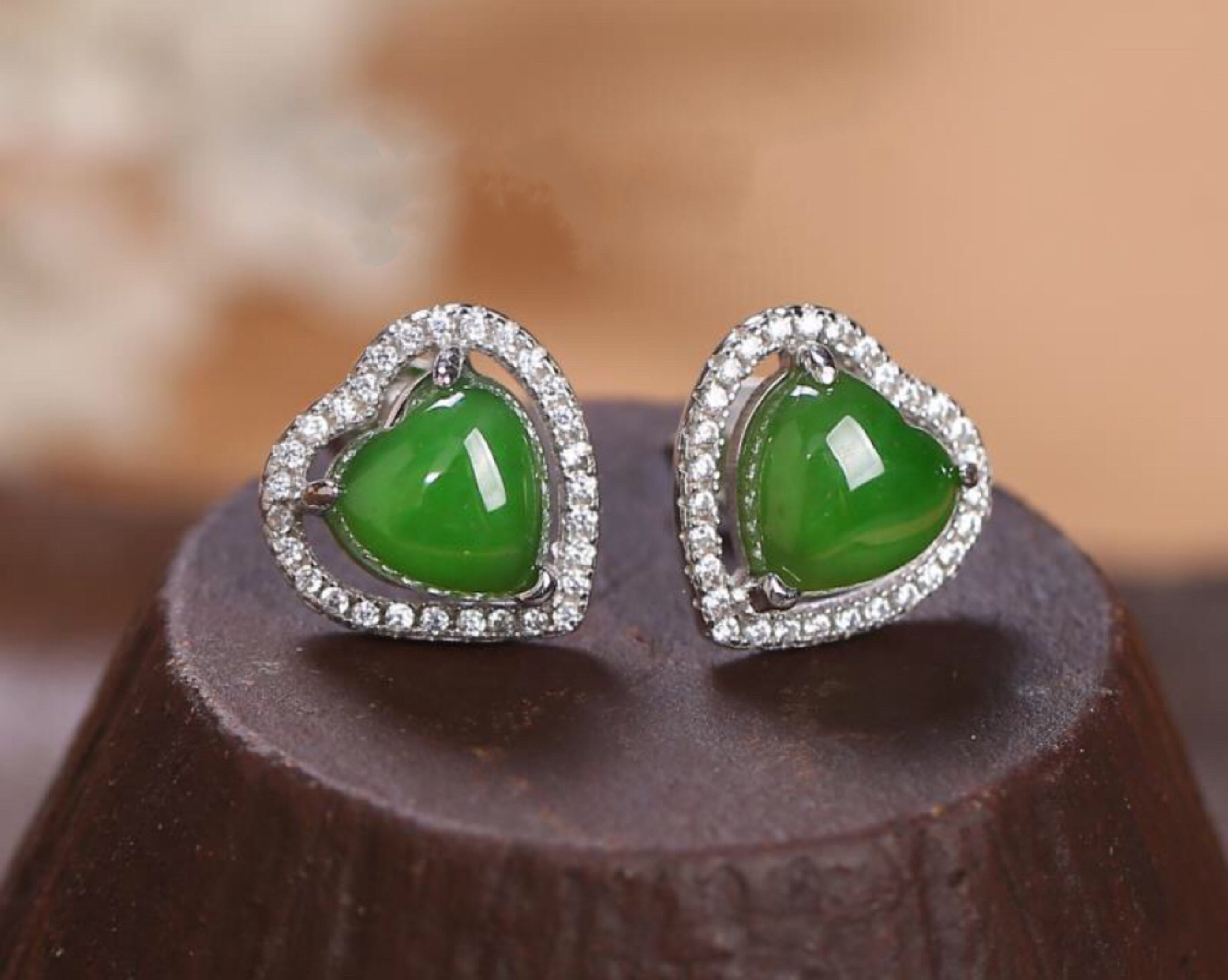 Jade heart earrings discount