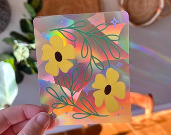 Yellow Daisy Suncatcher | Rainbow Window Sticker | Rainbow Maker Prism Decal
