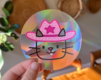 Cowboy Cat Suncatcher | Rainbow Window Sticker | Rainbow Maker Prism Decal