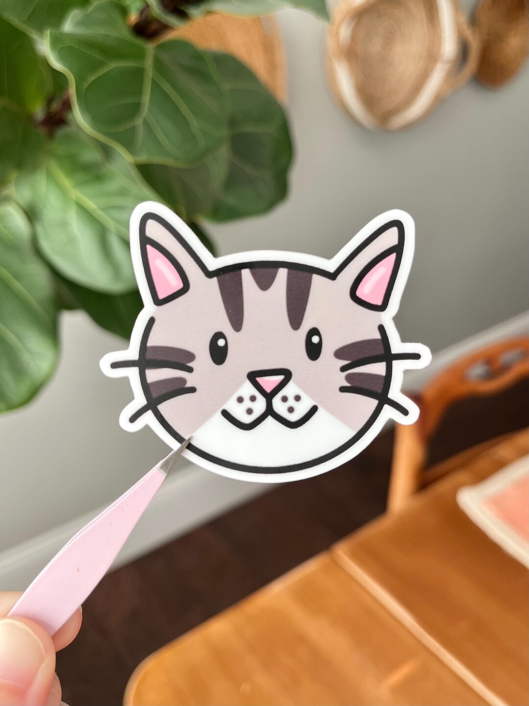 Gray Tabby Cat Sticker: Waterproof Vinyl Die-cut - Etsy