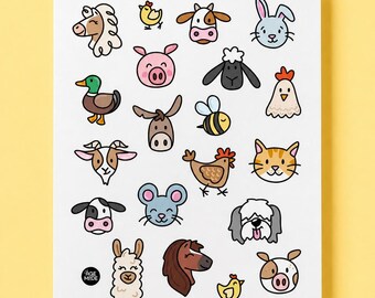 Farm Animal Temporary Tattoo Sheet