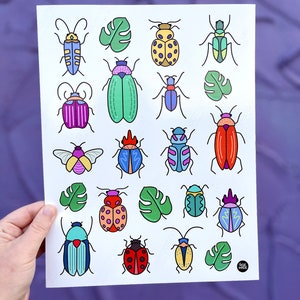 Beetle Temporary Tattoo Sheet, Bug Tats
