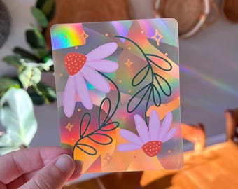Pink Coneflower Suncatcher | Rainbow Window Sticker | Rainbow Maker Prism Decal