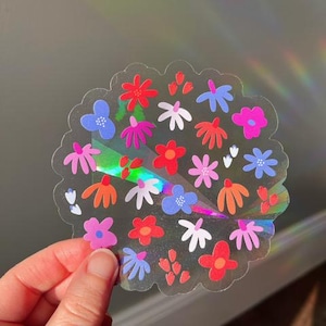 Flowers Suncatcher | Rainbow Window Sticker | Rainbow Maker Prism Decal