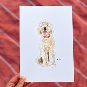 Goldendoodle (licht)-illustratie afdrukken | Aquarel kunstafdruk