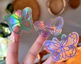Blue Green Butterfly Suncatcher Sheet | Rainbow Window Sticker | Rainbow Maker Prism Decal
