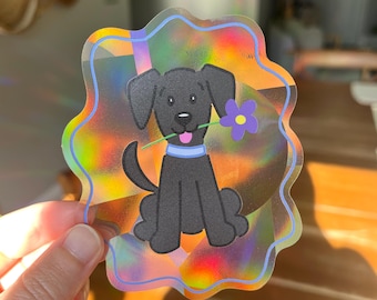 Black Dog Suncatcher | Rainbow Window Sticker | Rainbow Maker Prism Decal
