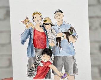 Custom Watercolor | Family Portrait Drawing | Drawing from Photo