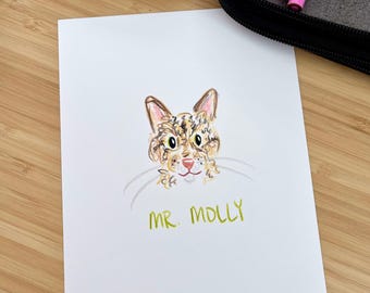 Cat Doodle | Custom Colored Pencil Cat Sketch