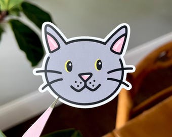 Gray Cat Sticker: Waterproof Vinyl Die-Cut