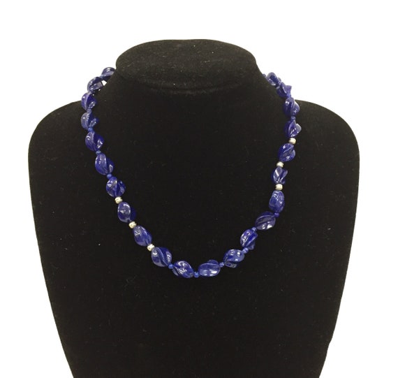 Genuine Lapis lazuli necklace/ Sterling Silver 925