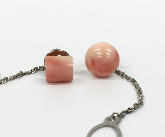 Vintage Coral Silver Tie Tack Pin/ Set of 2/ Tie P