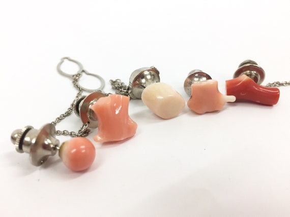 Vintage Coral Silver Tie Tack Pin/ Set of 5/ Tie P