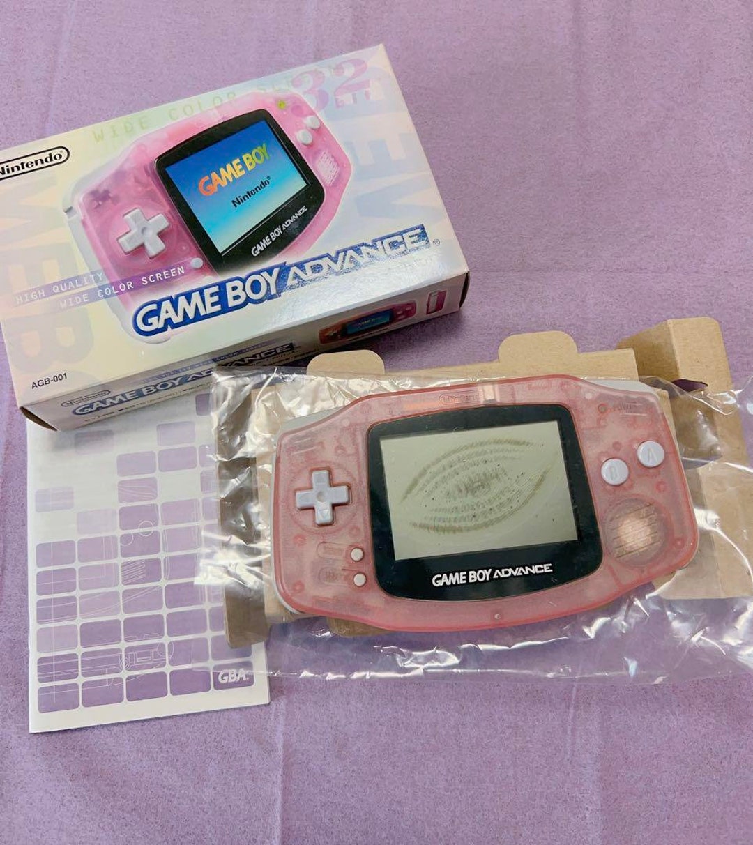 Nintendo Gameboy Advance Console MILKY PINK AGB001 / Retro Game