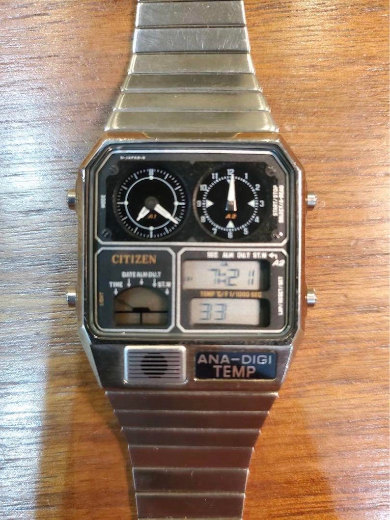 Citizen ANADIGI TEMP 8988Q01911 / Vintage Analog Digital Etsy