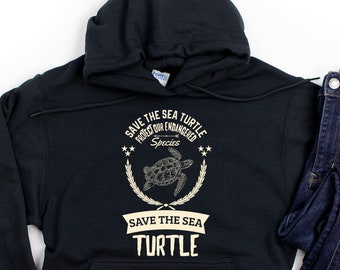 Save The Sea Turtles Unisex Pullover Hoodie Pick Up Trash Skip The Straw Baby Sea turtle Hatch Save Endangered Species