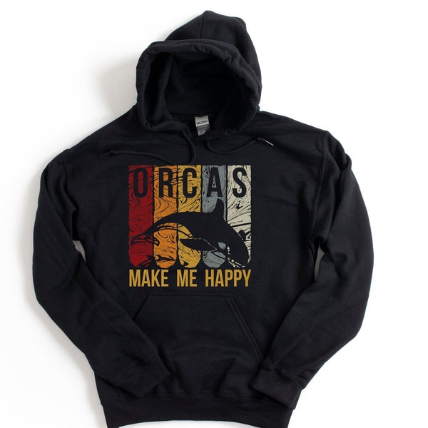 Sudadera con capucha retro de orca: regalo para los amantes del océano