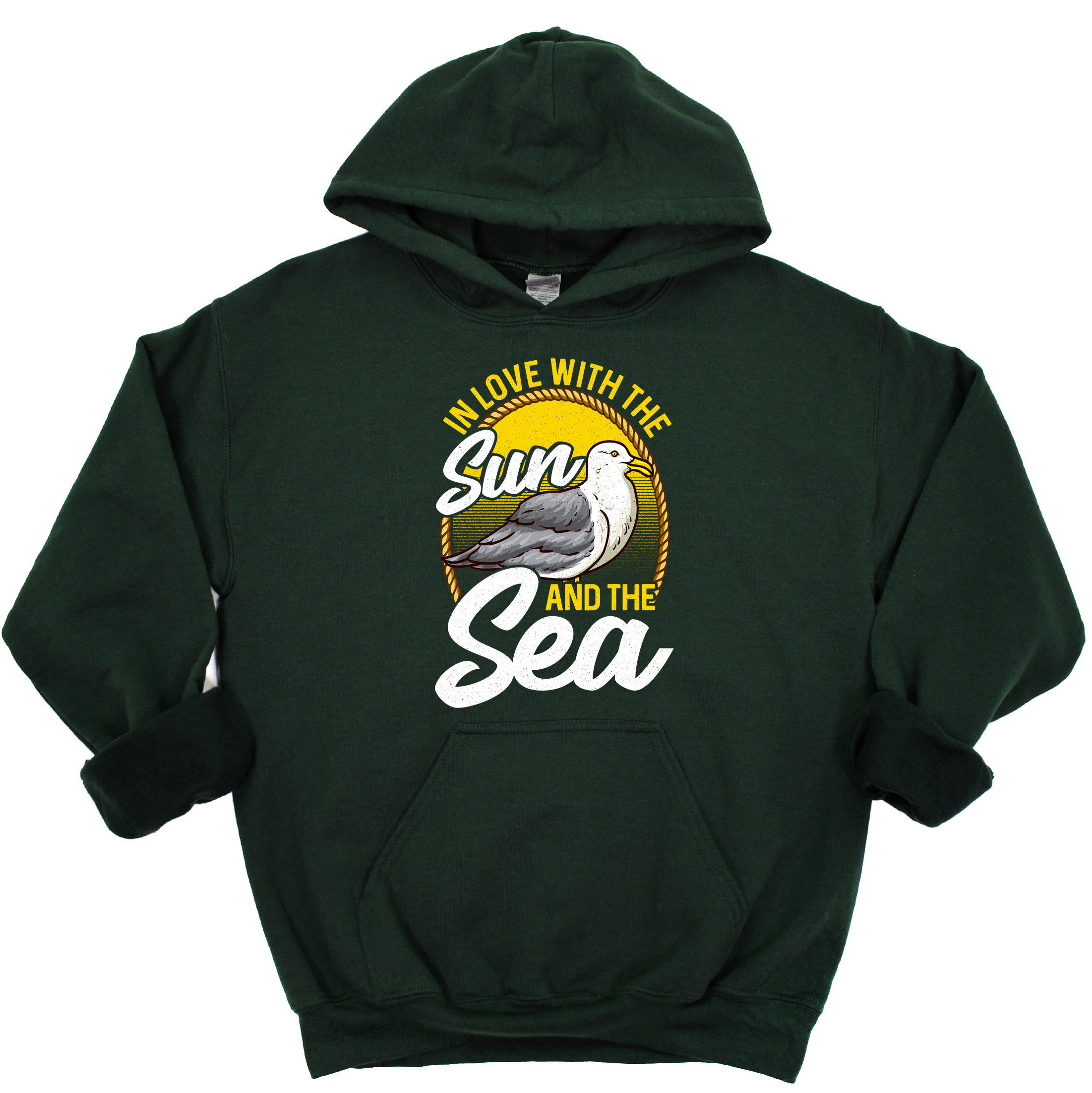 Beach Lovers Gift, Sun and Sea Hoodie, Seagulls at Beach Hooded