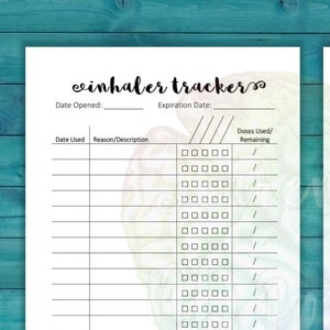 Asthma Inhaler Use Tracker - Bullet Journal/planner Page - 8.5 X 5.5 ...