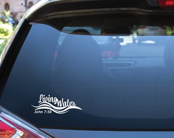 Vinilo adhesivo para coche "Agua Viva" - Adhesivo cristiano (8 x 3 pulgadas)