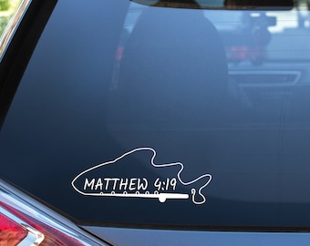 Calcomanía de vinilo "Pescador de Hombres" - Mateo 4:19 - Calcomanía cristiana para coche
