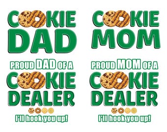 Diseño de camiseta de mamá, papá y comerciante de galletas, puesto de tropa PNG SVG PDF (descarga digital)