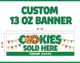 Banner personalizado para el stand de galletas de las Girl Scouts / Agregue su número de tropa