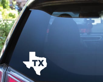 Calcomanía de Texas - Vinilo blanco con el contorno del estado de TX (5,25" x 5,25")