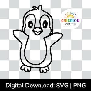 Contorno de pingüino PNG SVG, descarga digital instantánea para uso comercial, archivo SVG navideño para archivo de corte de silueta de Cricut, clipart de pingüino de invierno