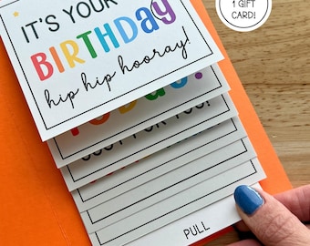 Birthday Gift Card Holder Book, Handmade Waterfall Card for Cash & Money, Birthday Card for College Student or Teen (Holds 1 Gift Card)