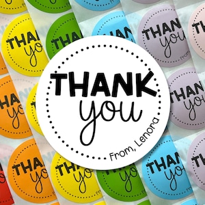 custom thank you labels, personalized stickers for birthday party favors, gift bags, baby shower favors (SET OF 10) image 1