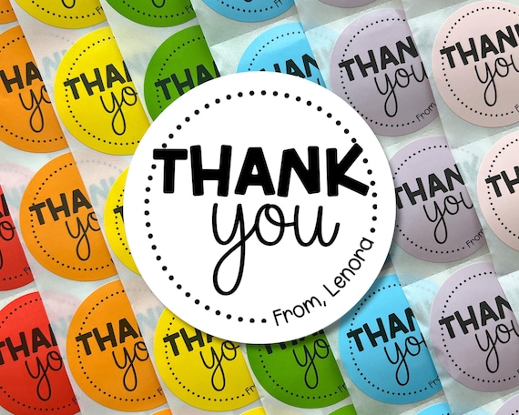 custom thank you labels, personalized stickers for birthday party favors, gift bags, baby shower favors (SET OF 10)