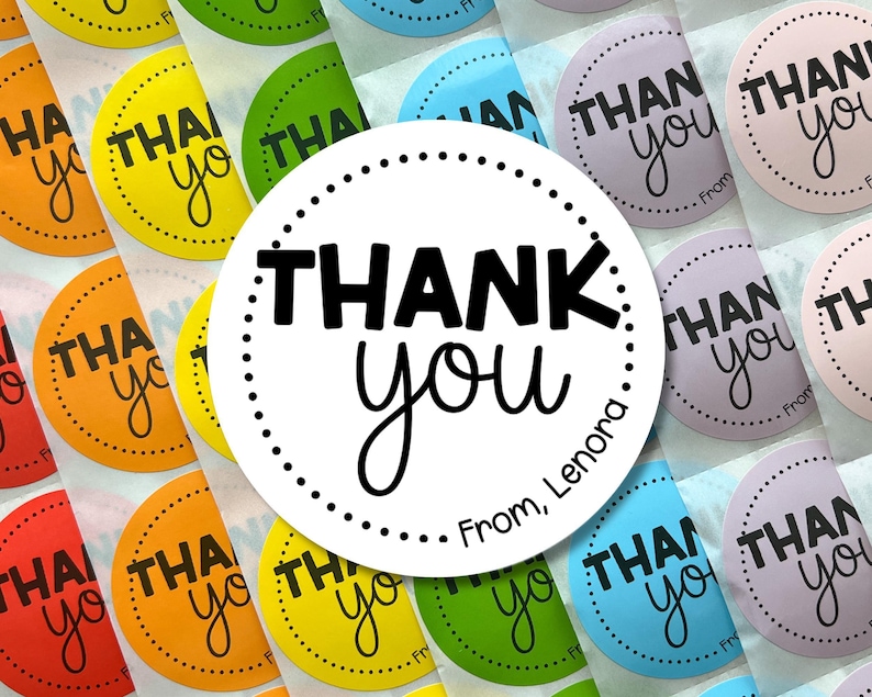 custom thank you labels, personalized stickers for birthday party favors, gift bags, baby shower favors (SET OF 10) image 1