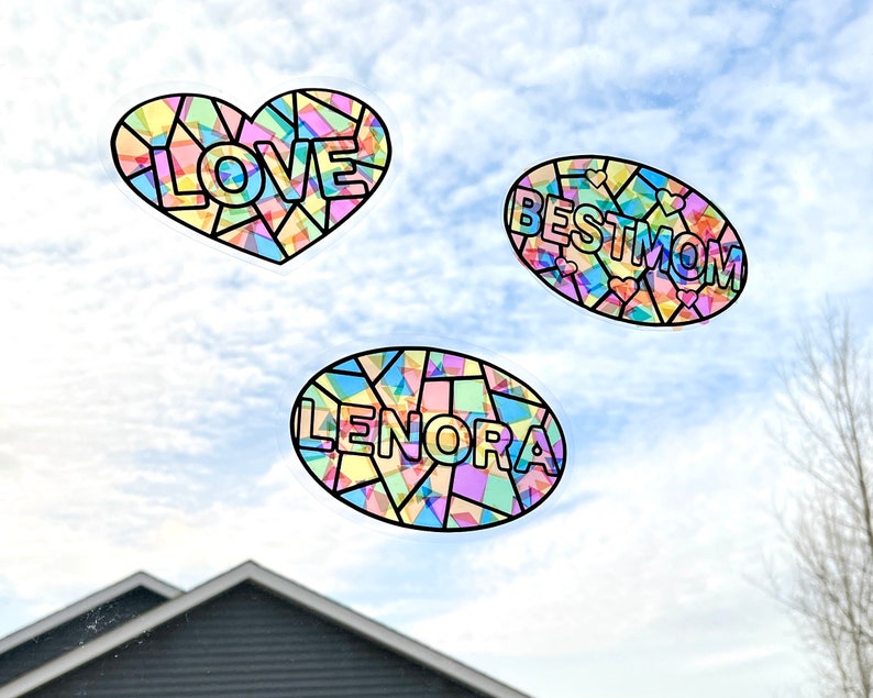 Personalized Name Sticker Suncatcher Decal Faux Stained Glass Etsy