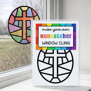 Pegatina para ventana con atrapasol en forma de cruz, kits de manualidades cristianas para niños, rellenos para cestas de Pascua para niños pequeños, actividad para la escuela dominical