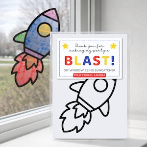 Outer Space Party Favors, Rocket Suncatcher Sticker Craft Kit