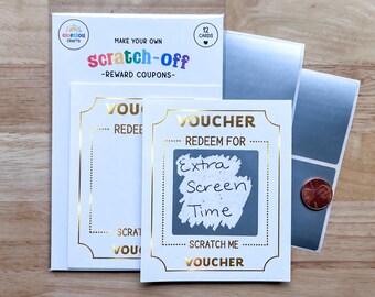 Foil Voucher Scratch Off Cards, DIY Reward Coupons, Hidden Message Behavior Incentive Vouchers